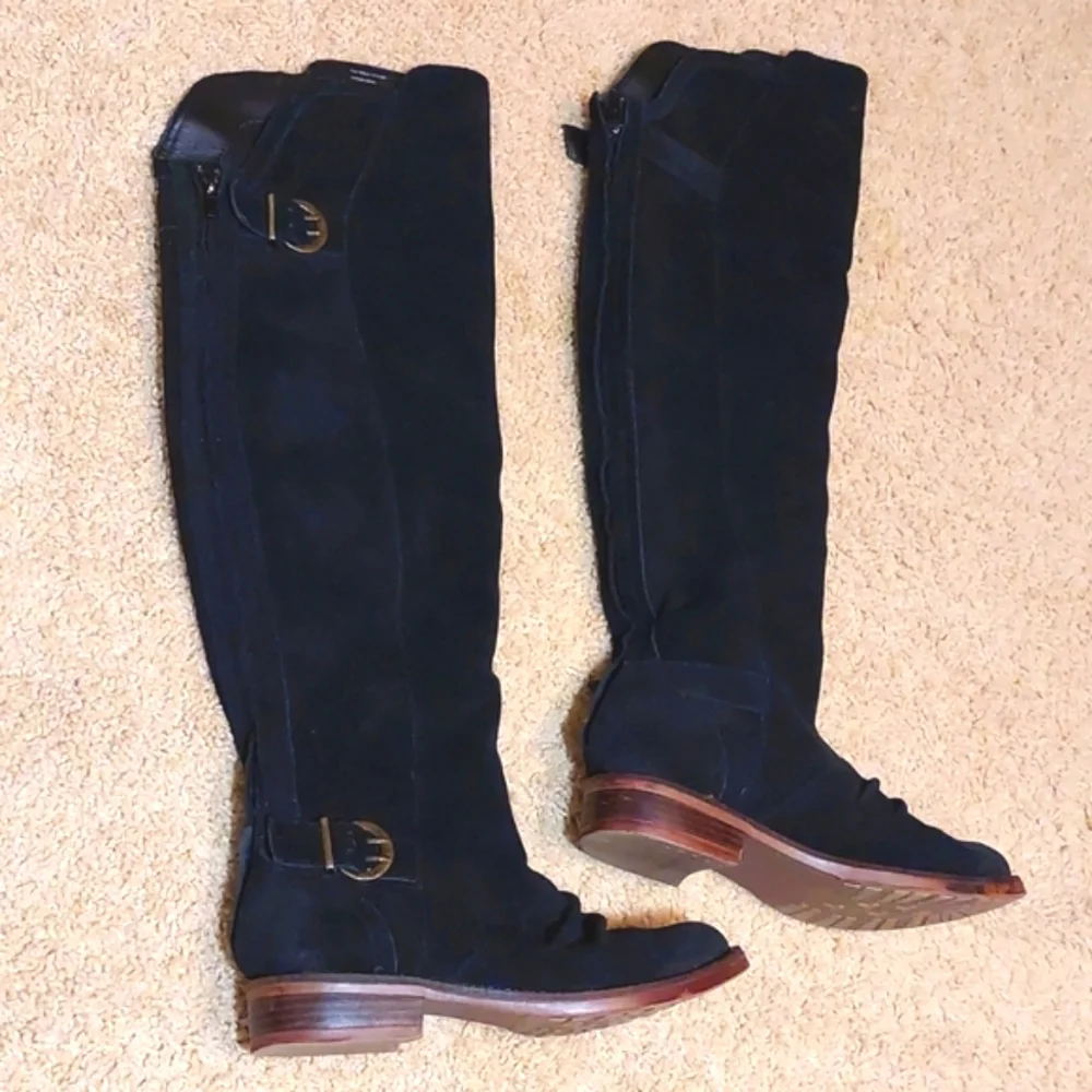 Kensie Stella Tall Black Suede Boots, size 6.5